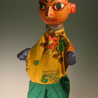 <em>Benir putul</em> glove puppet of West Bengal, India. Colle<em>c</em>tion: Center for Puppetry Arts (Georgia, Atlanta, United States). Photo courtesy of Centre for Puppetry Arts