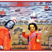 Râma et Laxman, du Râmâyana. Danger putul na<em>c</em>h, les marionnettes à tiges traditionnelles du Bengale o<em>c</em><em>c</em>idental, en Inde. Photo réproduite avec l'aimable autorisation de Sampa Ghosh