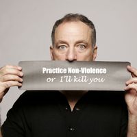 Paul Zaloom, “Practice Non-Violence or I’ll kill you”, from <em>The Mother of All Enemies</em> (2003), an adaptation of traditional <em>Karagöz</em> shadow theatre by American puppeteer and political satirist Paul Zaloom (b.1951), concept, design, construction and direction: Paul Zaloom; design/construction: Lynn Jeffries; puppeteer: Paul Zaloom